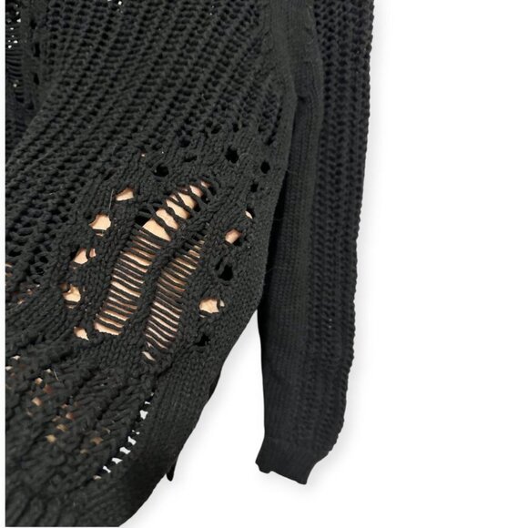 Olivaceous Cotton Cardigan with Open weave, Black, Size L - Picture 12 of 16